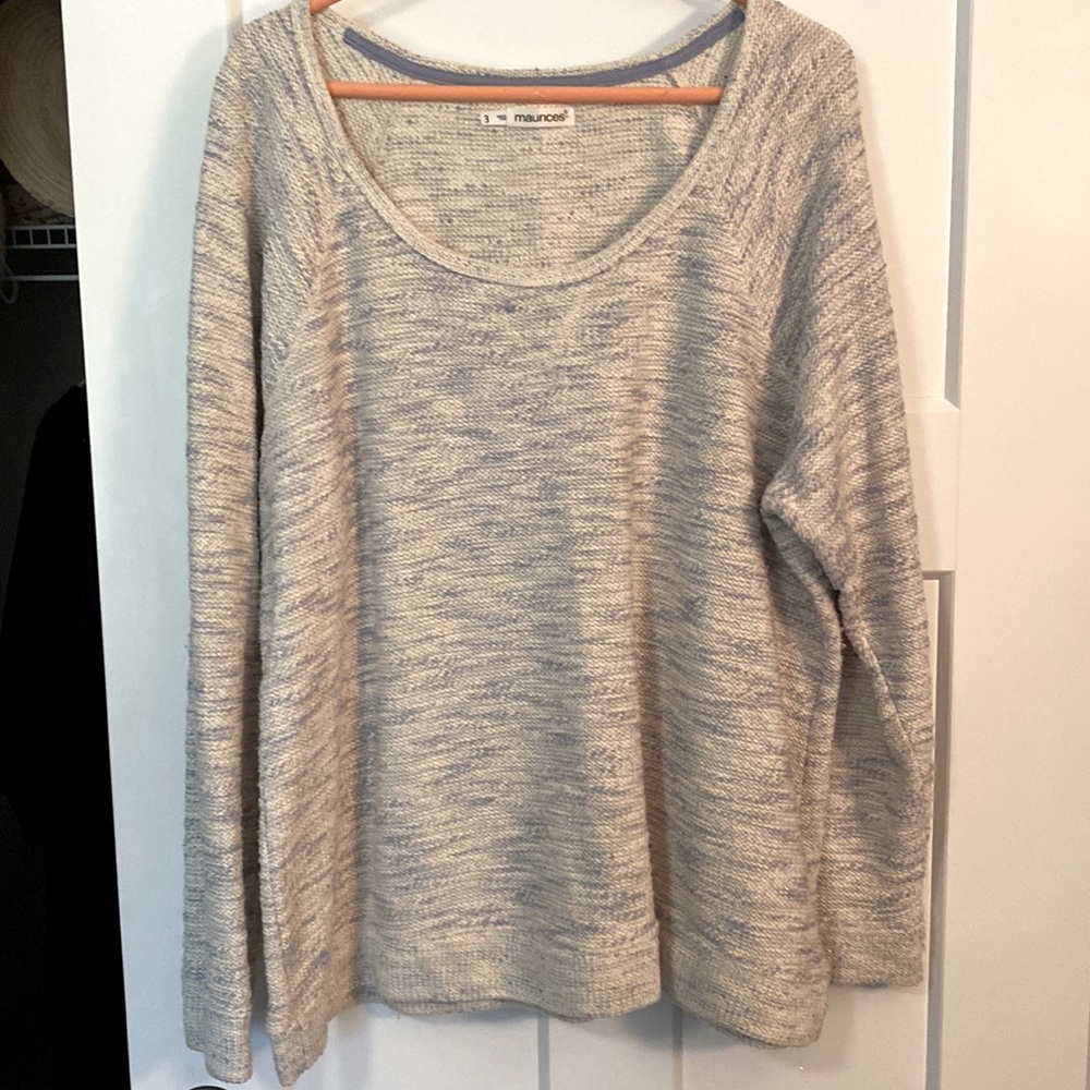 Maurices Cream & Light Blue Sweater, Size 3 Plus